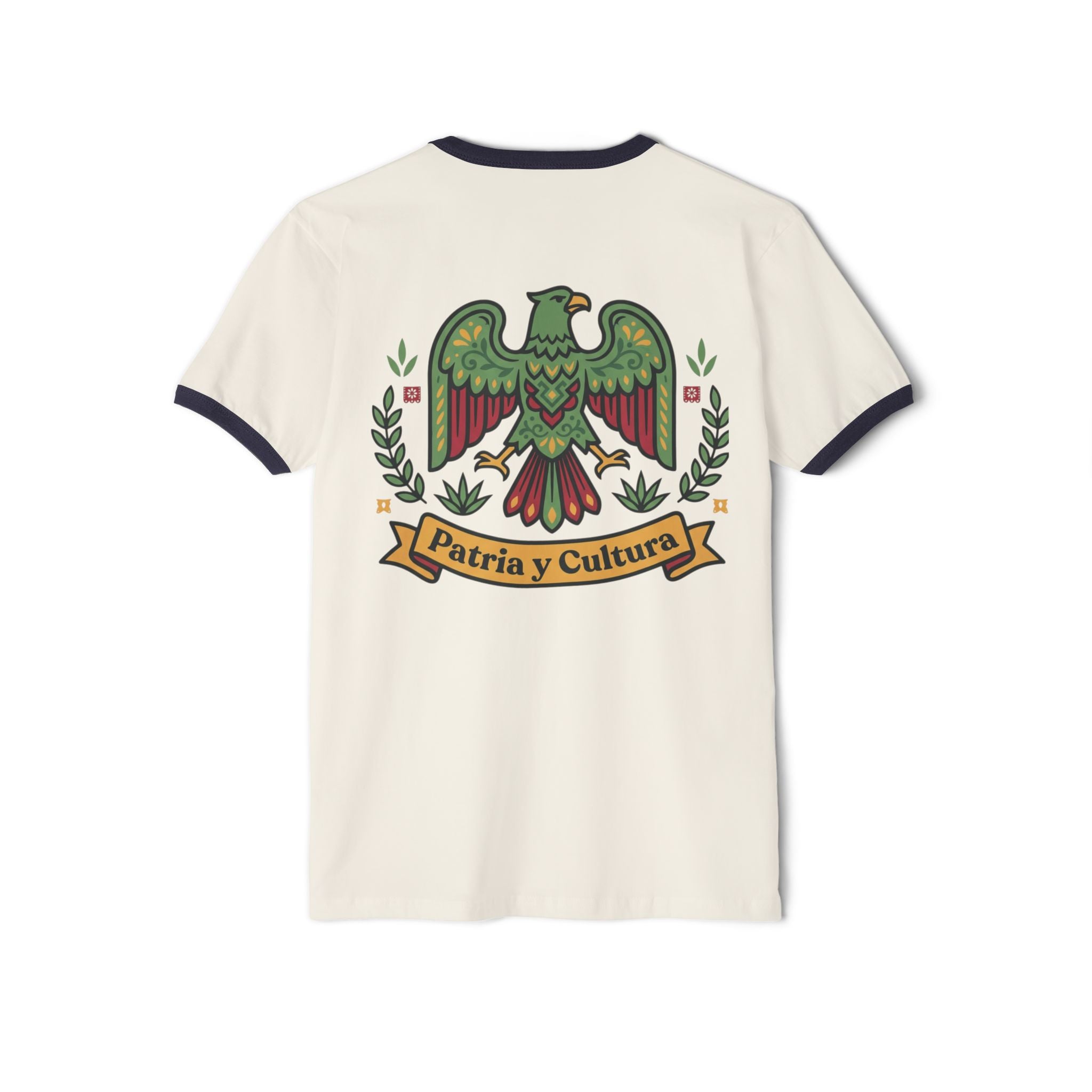 Ringer T-Shirt — Mexican Eagle “Patria y Cultura” Crest