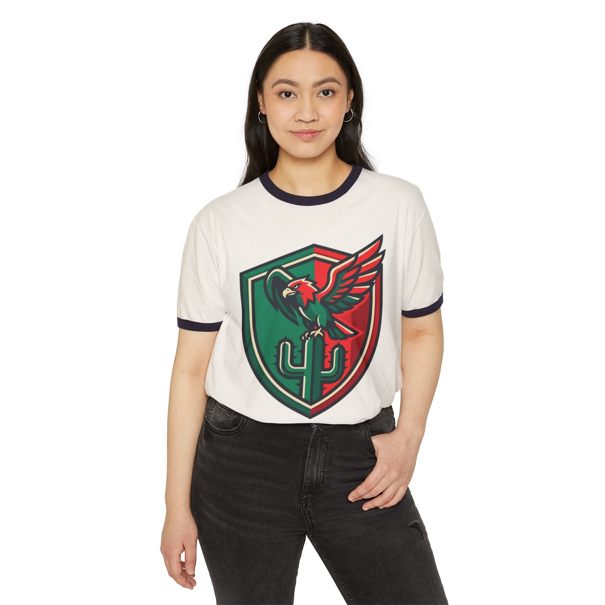 Ringer T-Shirt — Mexican Eagle “Patria y Cultura” Crest
