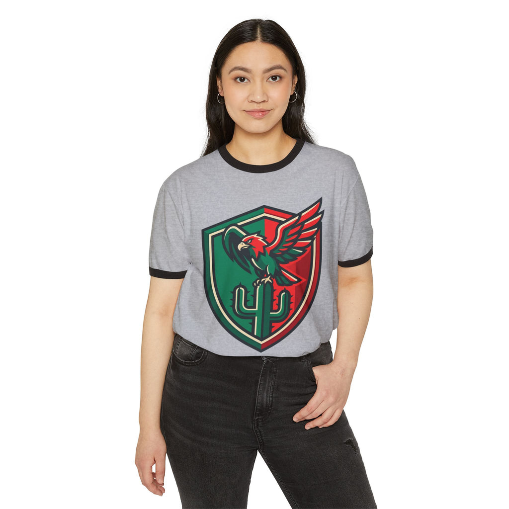Ringer T-Shirt — Mexican Eagle “Patria y Cultura” Crest