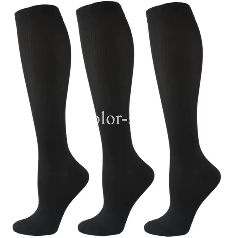 3/6/7 Pairs of Compression Socks Varicose Edema Knee Stretch Socks Outdoor Running Cycling Hiking Sports Socks Gym Yoga Football