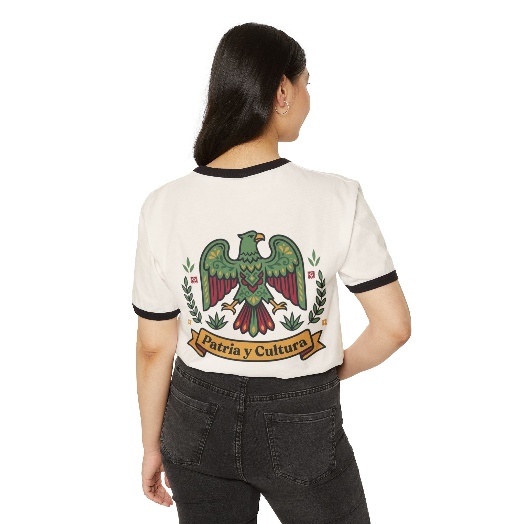 Ringer T-Shirt — Mexican Eagle “Patria y Cultura” Crest