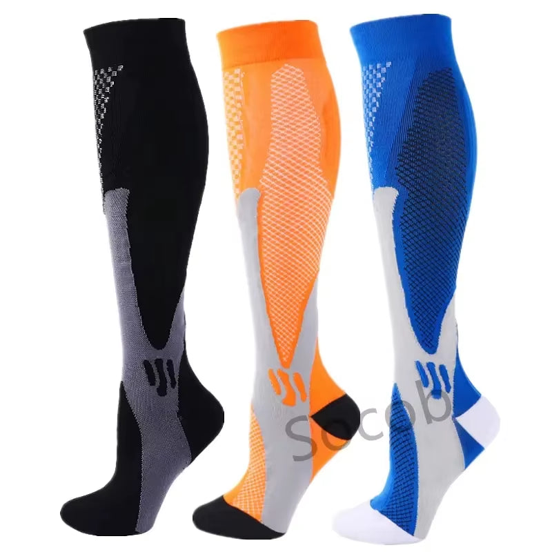 3/6/7 Pairs of Compression Socks Varicose Edema Knee Stretch Socks Outdoor Running Cycling Hiking Sports Socks Gym Yoga Football
