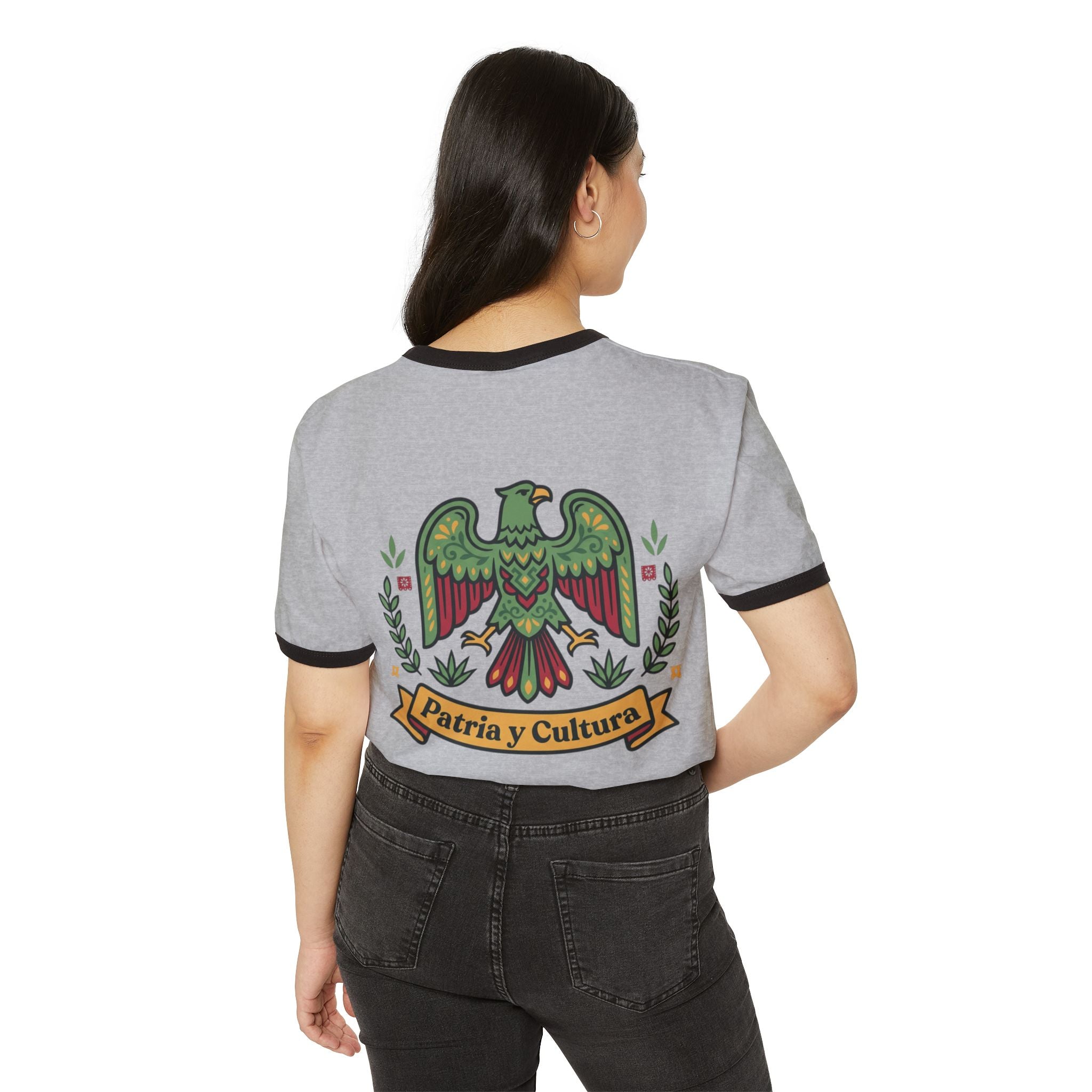 Ringer T-Shirt — Mexican Eagle “Patria y Cultura” Crest
