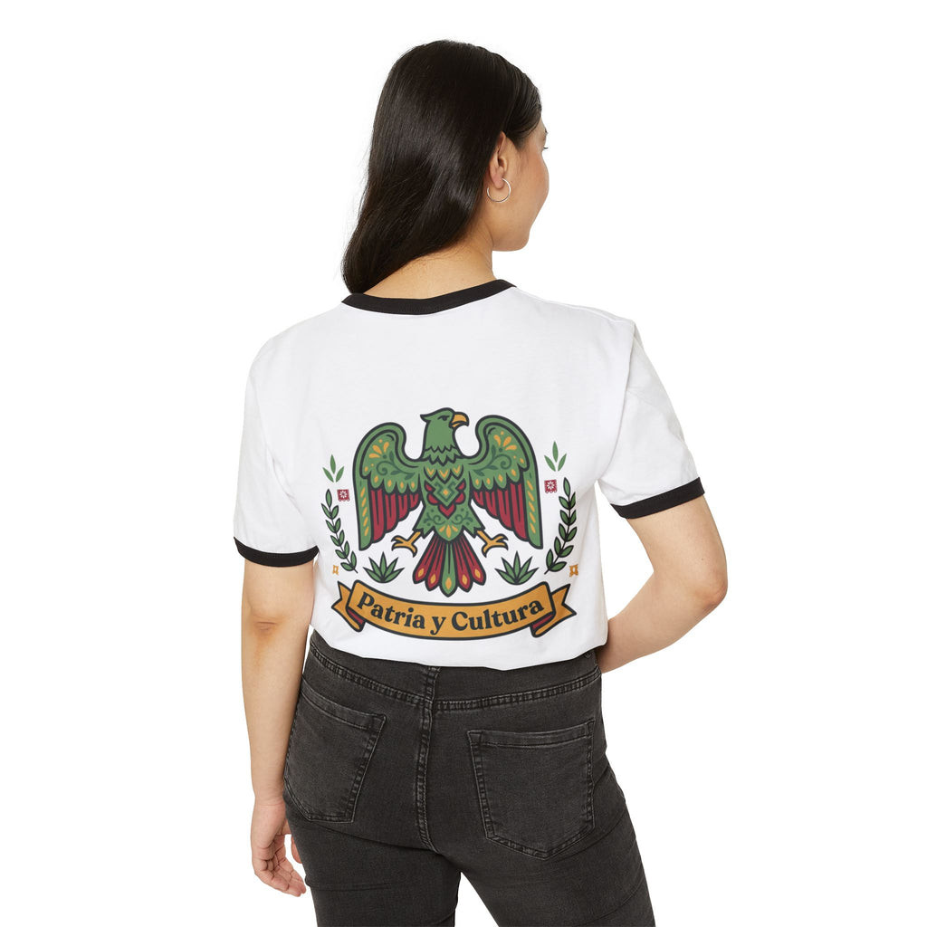 Ringer T-Shirt — Mexican Eagle “Patria y Cultura” Crest