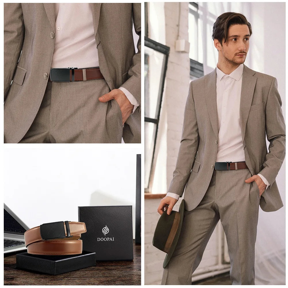 Stylish Unisex Leather Ratchet Belt - Multiple Colors Available for Effortless Fashion and Comfort