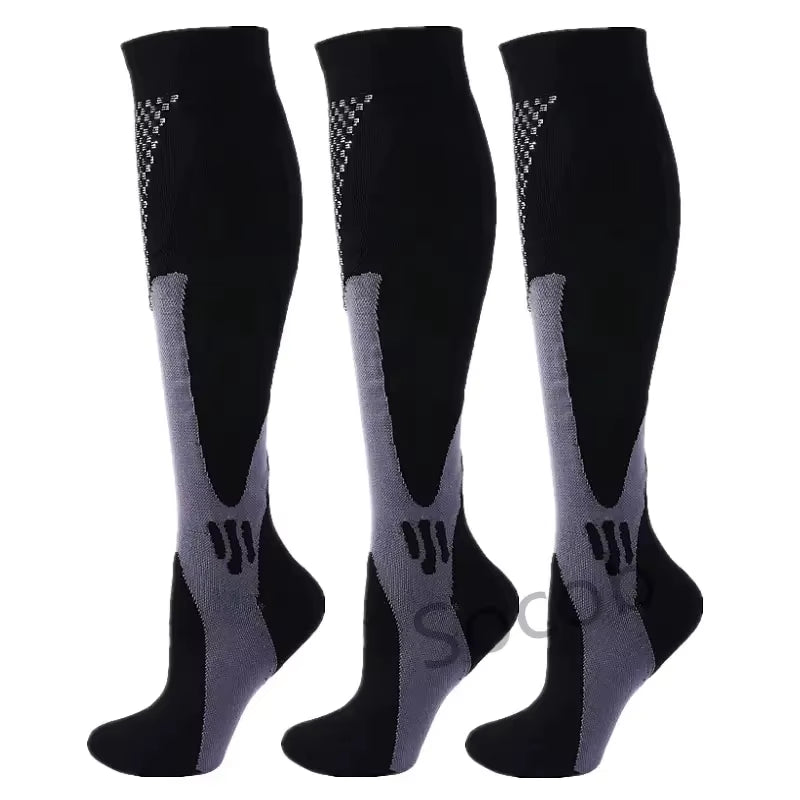 3/6/7 Pairs of Compression Socks Varicose Edema Knee Stretch Socks Outdoor Running Cycling Hiking Sports Socks Gym Yoga Football
