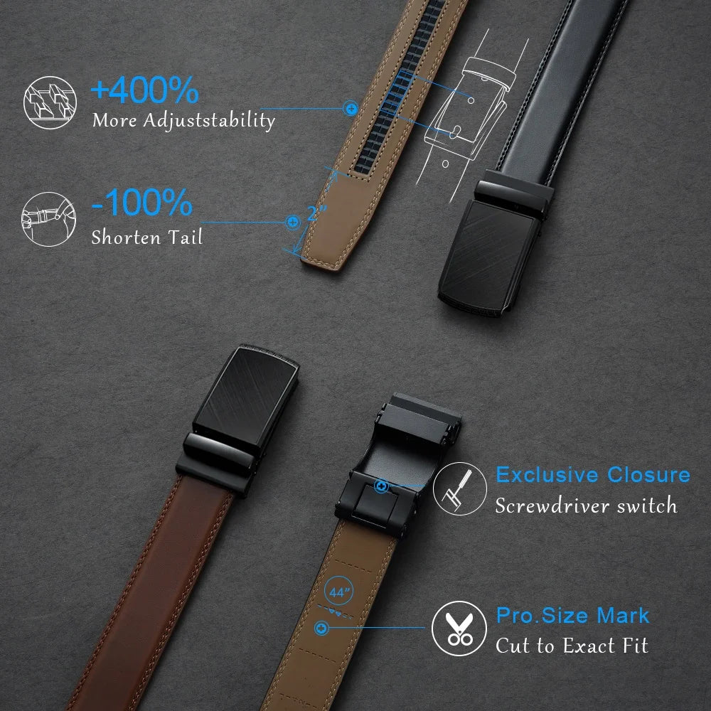 Stylish Unisex Leather Ratchet Belt - Multiple Colors Available for Effortless Fashion and Comfort