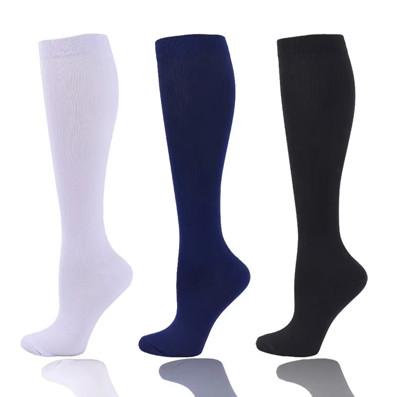 3/6/7 Pairs of Compression Socks Varicose Edema Knee Stretch Socks Outdoor Running Cycling Hiking Sports Socks Gym Yoga Football