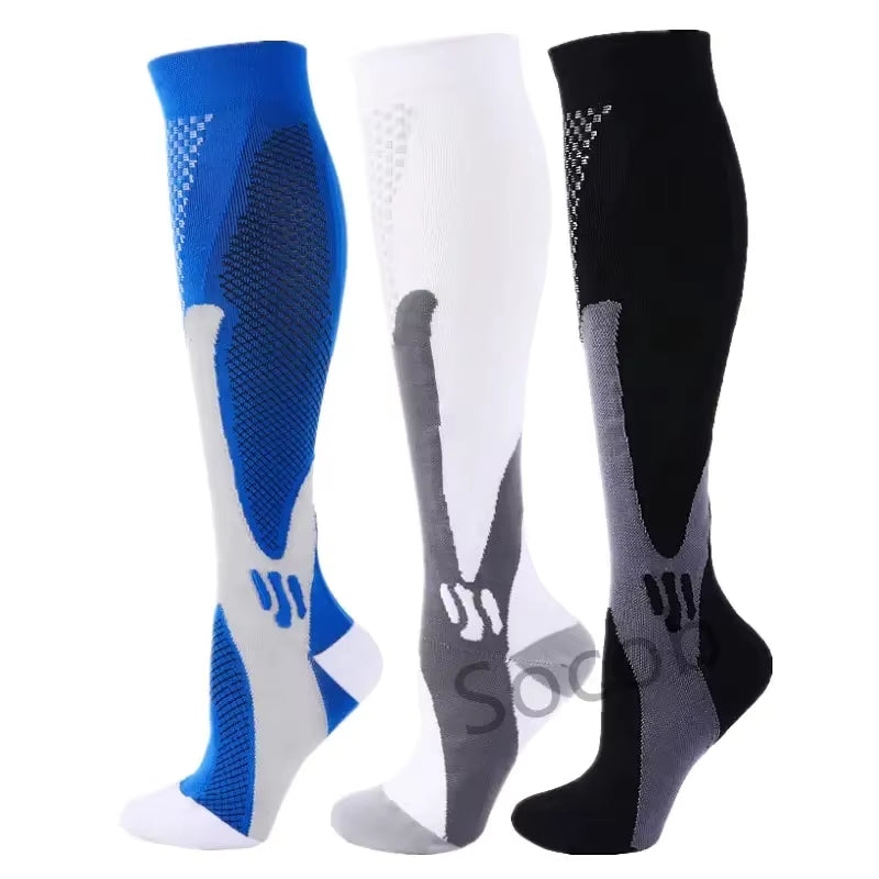 3/6/7 Pairs of Compression Socks Varicose Edema Knee Stretch Socks Outdoor Running Cycling Hiking Sports Socks Gym Yoga Football