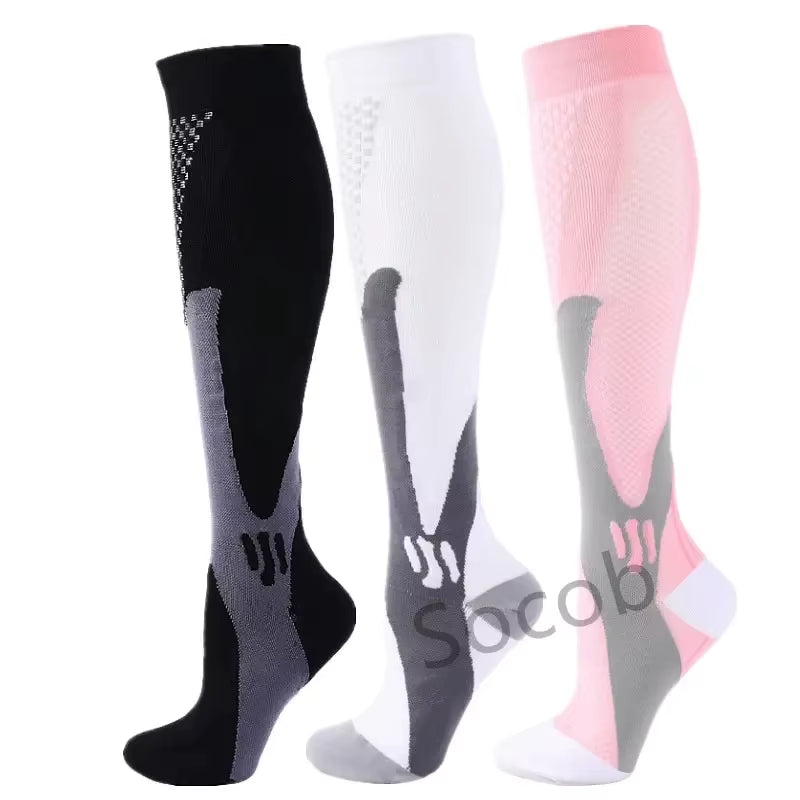 3/6/7 Pairs of Compression Socks Varicose Edema Knee Stretch Socks Outdoor Running Cycling Hiking Sports Socks Gym Yoga Football