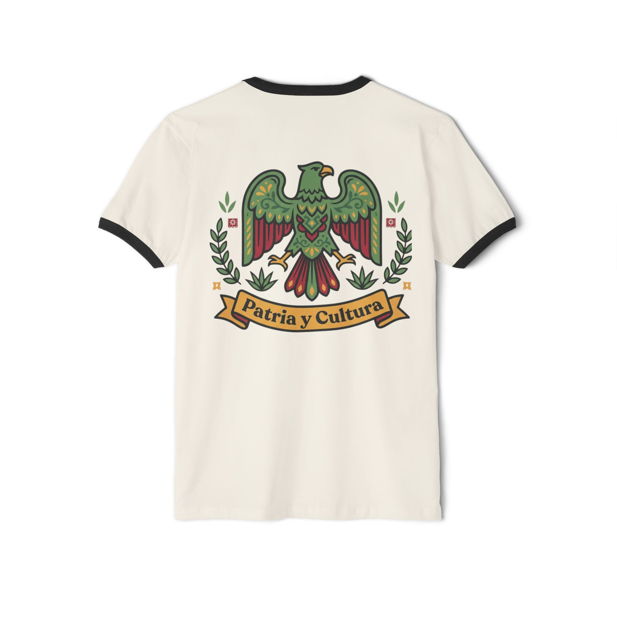 Ringer T-Shirt — Mexican Eagle “Patria y Cultura” Crest