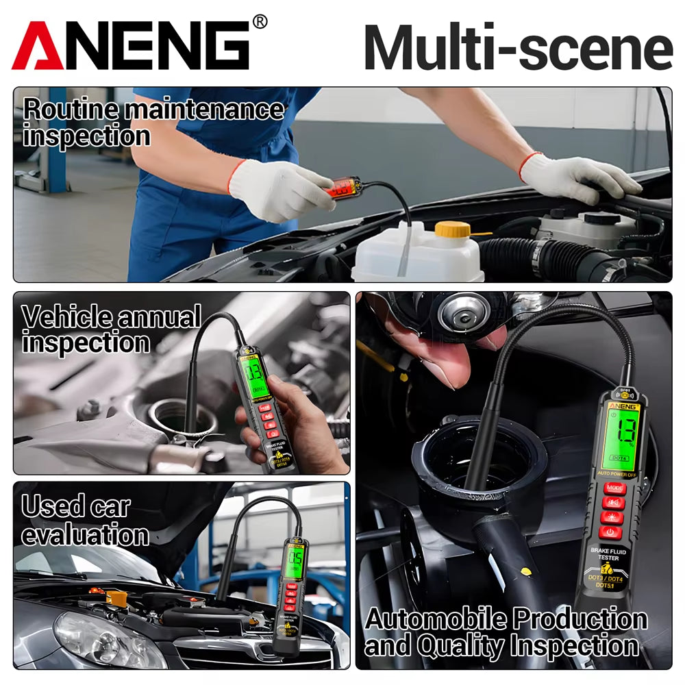 Brake Fluid Tester Handheld Oil Digital Display Screen Audible/Visual Alarm BF01+RT01 Digital Relay Detection Test Kit