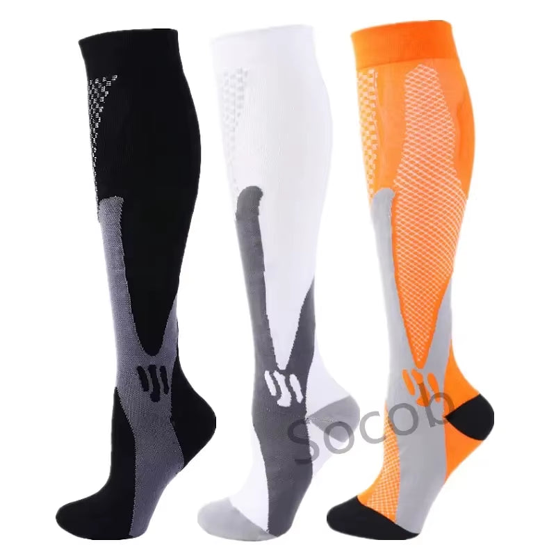 3/6/7 Pairs of Compression Socks Varicose Edema Knee Stretch Socks Outdoor Running Cycling Hiking Sports Socks Gym Yoga Football