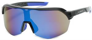 PLASTIC SPORT SUNGLASSES HALF WRAPS WITH ASST ONE PIECE OF MIRROR LENSES.