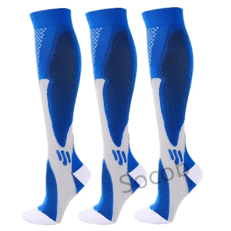 3/6/7 Pairs of Compression Socks Varicose Edema Knee Stretch Socks Outdoor Running Cycling Hiking Sports Socks Gym Yoga Football