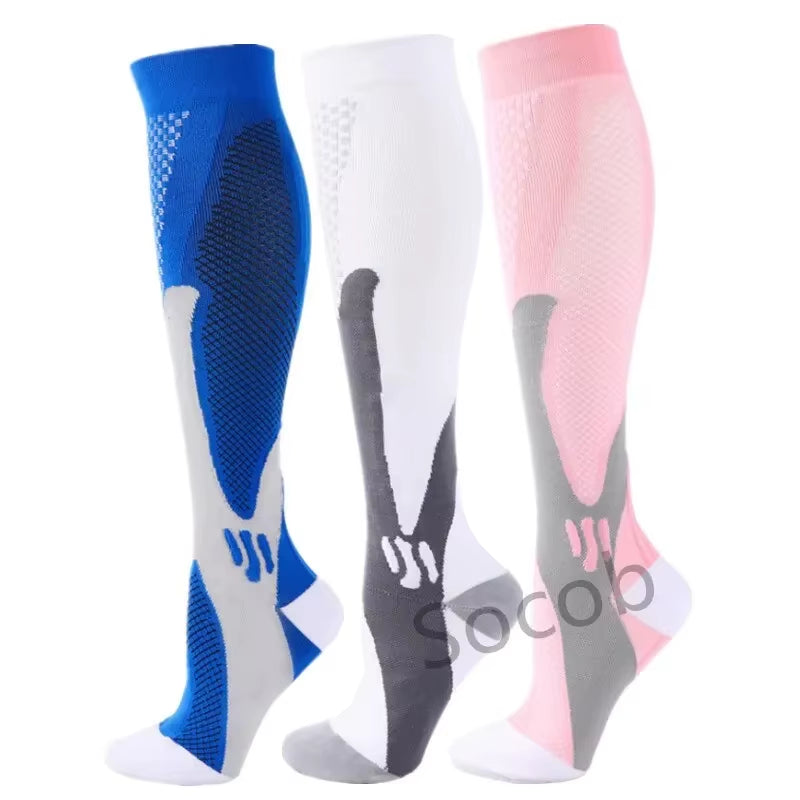 3/6/7 Pairs of Compression Socks Varicose Edema Knee Stretch Socks Outdoor Running Cycling Hiking Sports Socks Gym Yoga Football