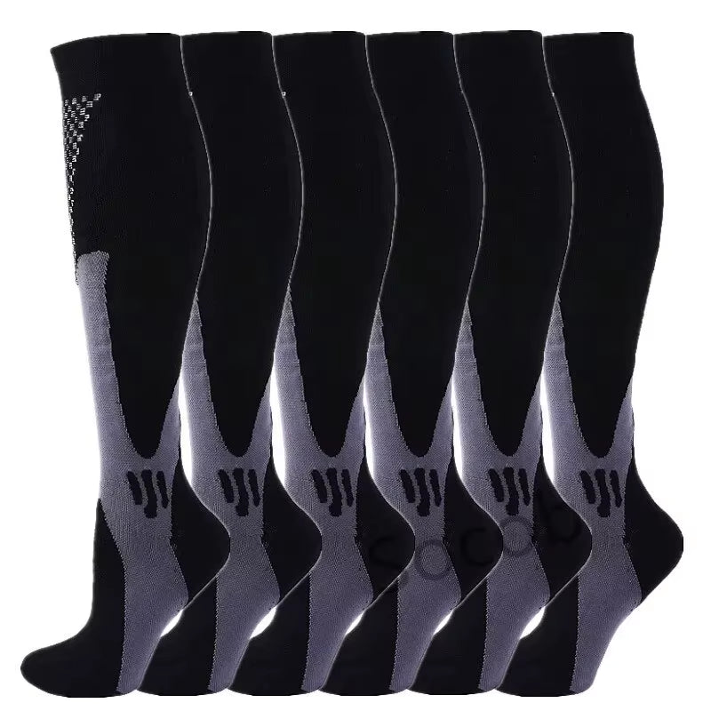 3/6/7 Pairs of Compression Socks Varicose Edema Knee Stretch Socks Outdoor Running Cycling Hiking Sports Socks Gym Yoga Football