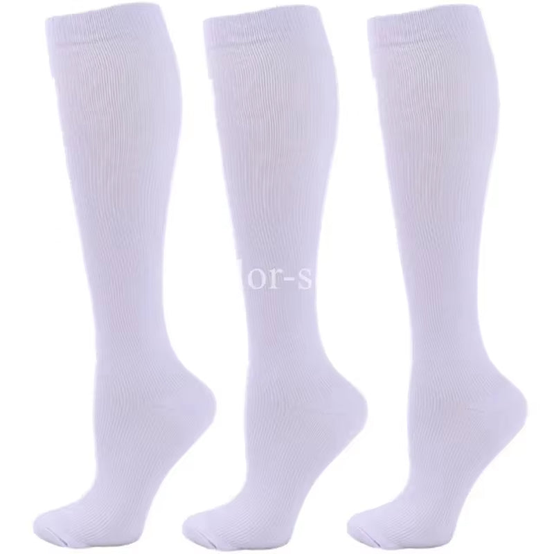 3/6/7 Pairs of Compression Socks Varicose Edema Knee Stretch Socks Outdoor Running Cycling Hiking Sports Socks Gym Yoga Football