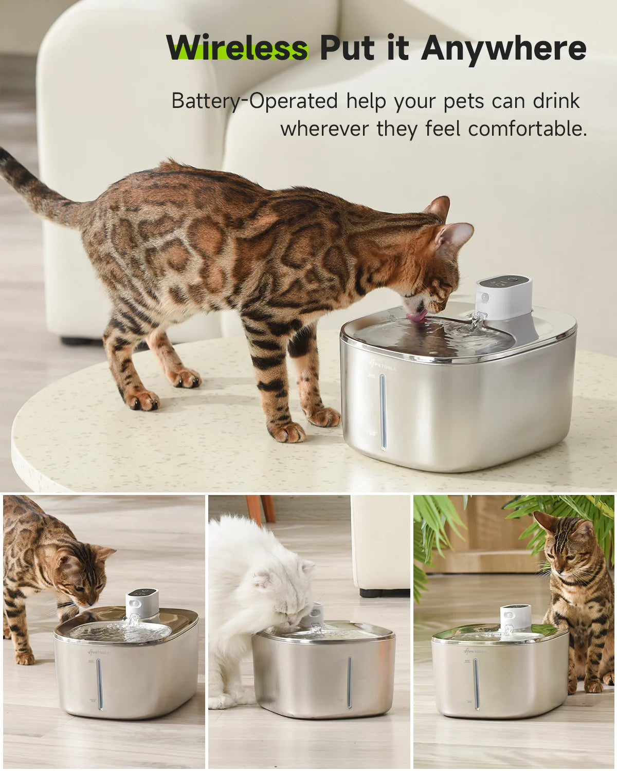 4L Cordless Cat Water Fountain - Automatic Sensor Pet Drinking Dispenser for Cats and Dogs