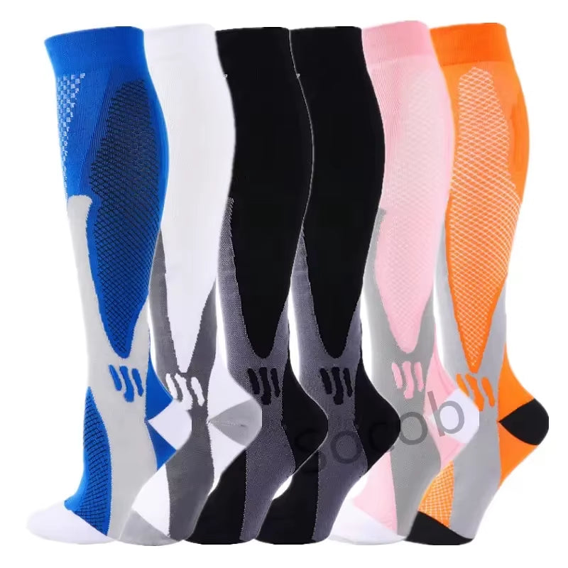 3/6/7 Pairs of Compression Socks Varicose Edema Knee Stretch Socks Outdoor Running Cycling Hiking Sports Socks Gym Yoga Football